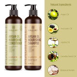 MagiForet Organic Argan Oil Shampoo and Conditioner Set (2 x 16.9 Oz) - Sulfate Free - For Daily Use - MagiForet