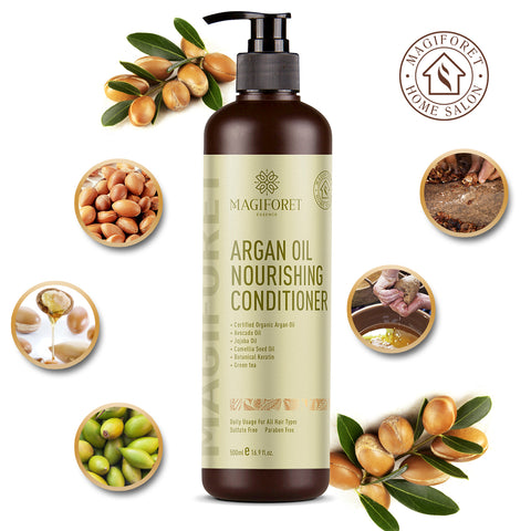 MagiForet Organic Argan Oil Hair Conditioner 16.9oz, Professional Salon Products  for All Hair Types - MagiForet