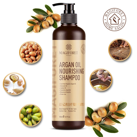 MagiForet Organic Argan Oil Hair Shampoo 16.9oz, Professional Salon Products  for All Hair Types - MagiForet